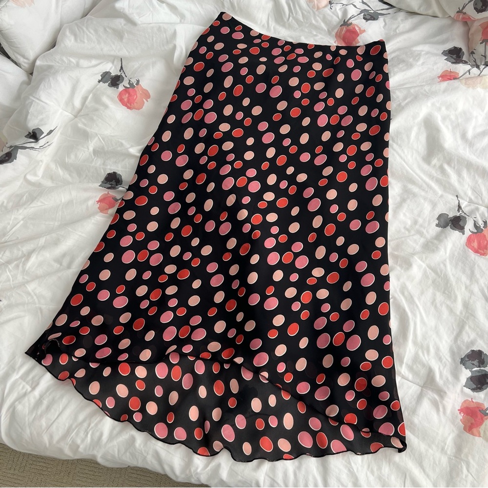 Laura vintage Polka Dot Midi Skirt - Black and Pink
